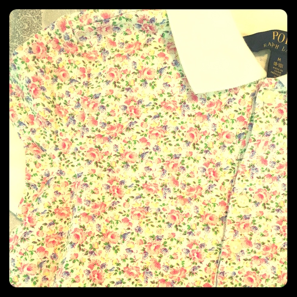 Girls Ralph Lauren Polo shirt dress floral sz M